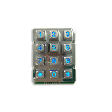 Squared Keypad, Rugged Stailess Steel Keypad with 12 Backlight Keys